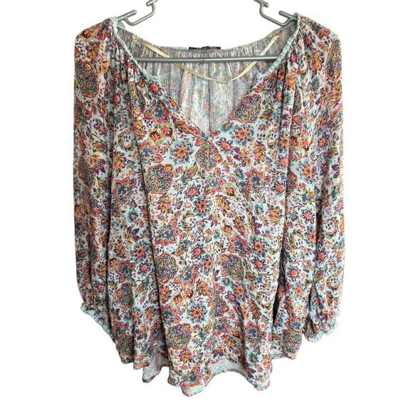 Democracy Top Women's Floral Blouse 2XL Comfort Relaxed Oversized Bohemian Boho - Picture 2 of 9